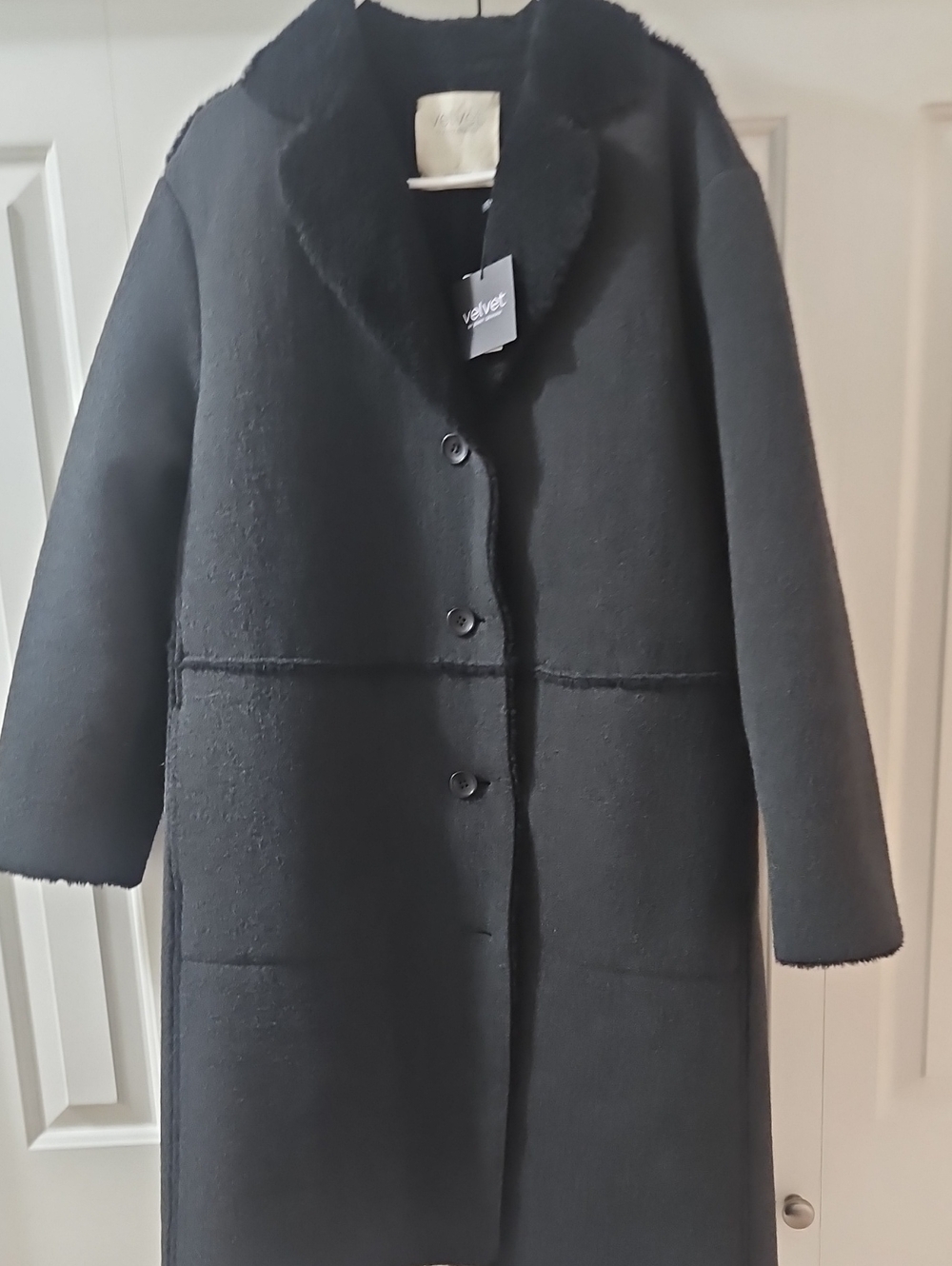 BNWT Velvet by Jenny Graham Black Long Single-Breasted Coat